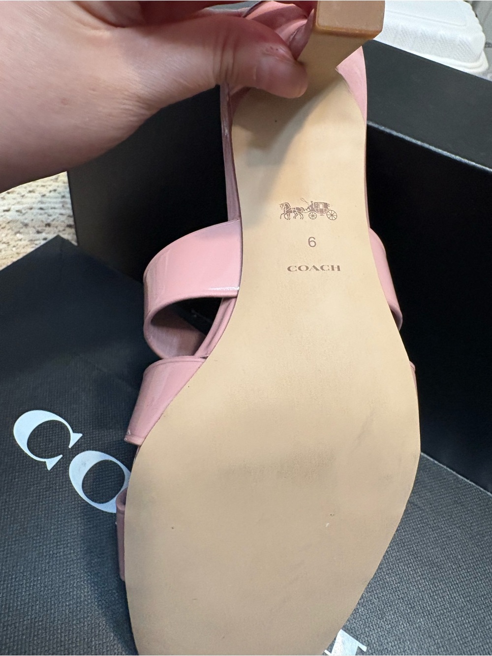 Coach Tillie 65 mm patent leather Rose Pink sandals - Picture 3 of 10